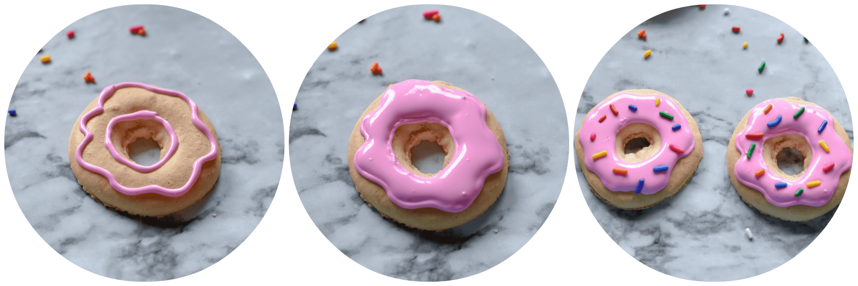 Step by step frosting on the top