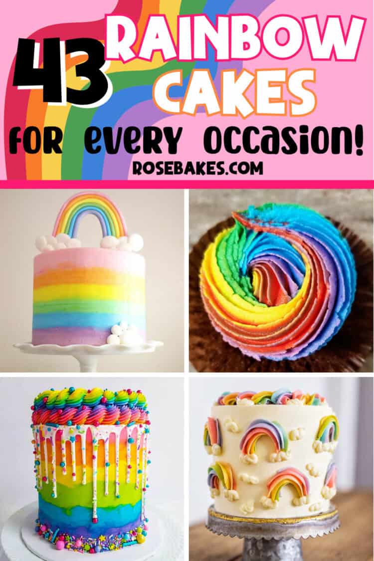 rainbow cake ideas with pinterest text