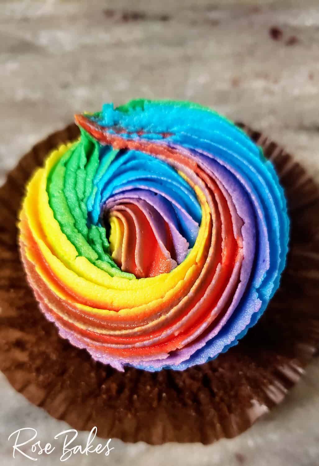 rainbow swirled cupcake