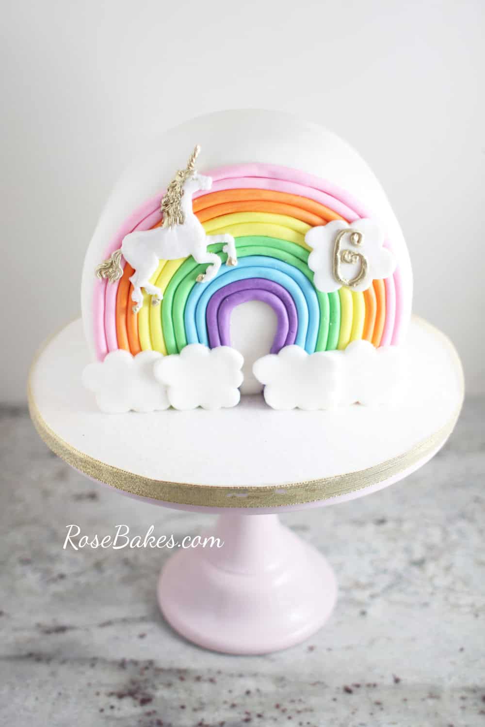 rainbow unicorn side standing cake