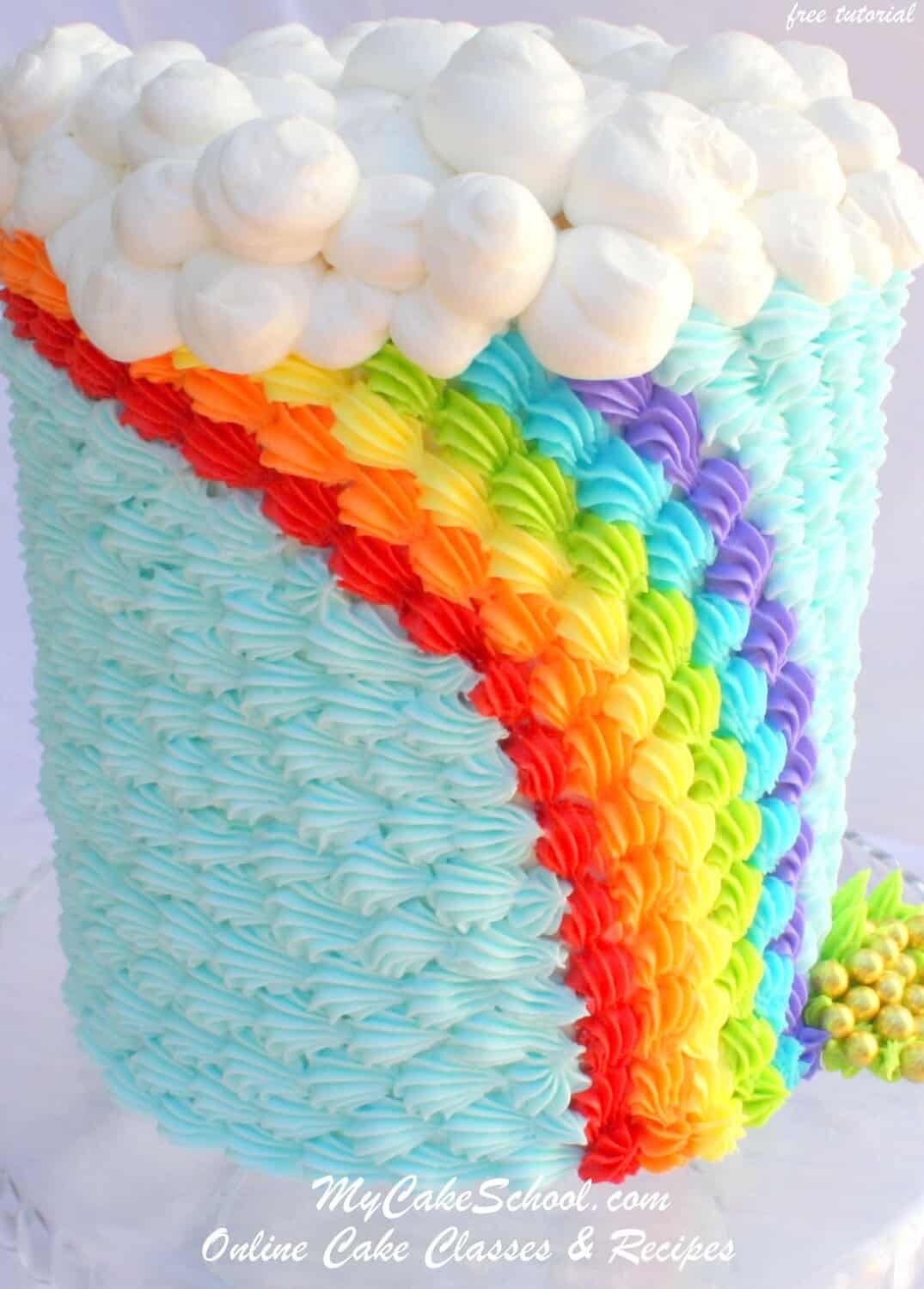 rainbow buttercream cake for st. patricks day