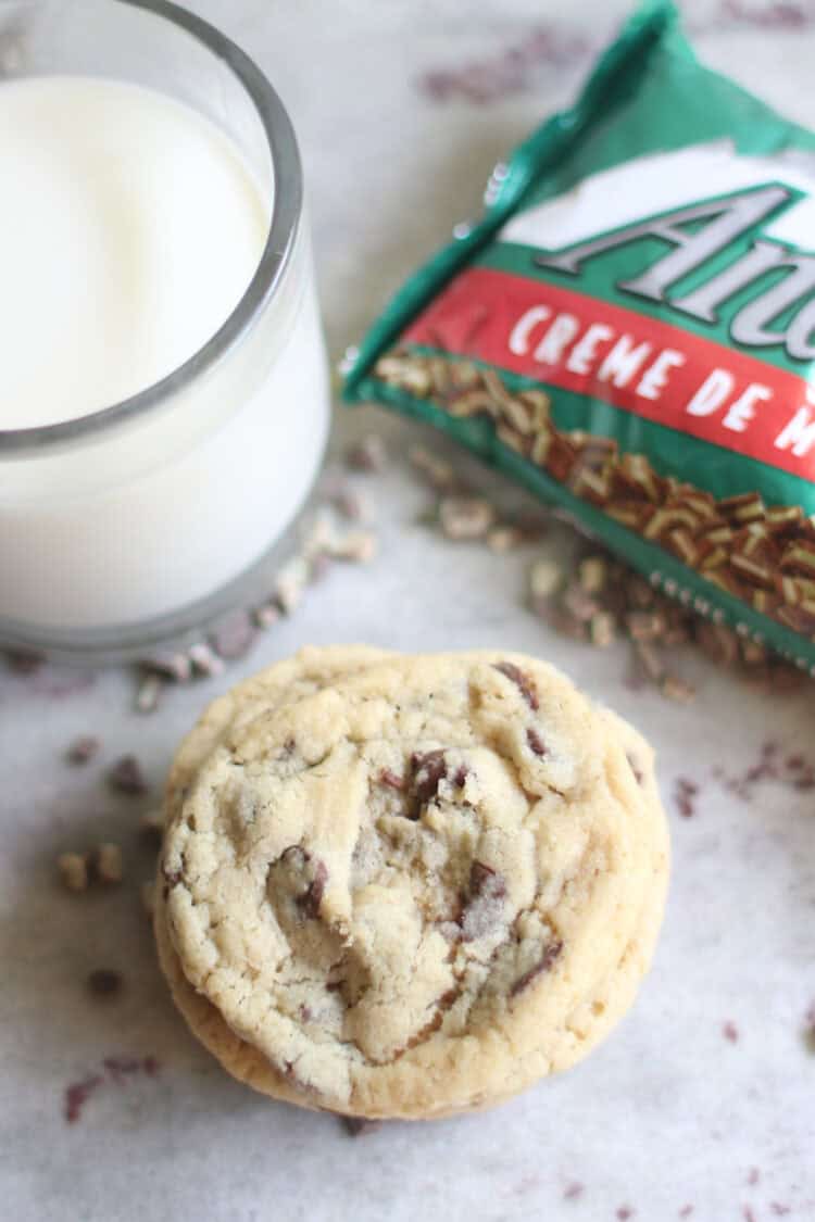 mint chocolate chip cookies with Andes mints