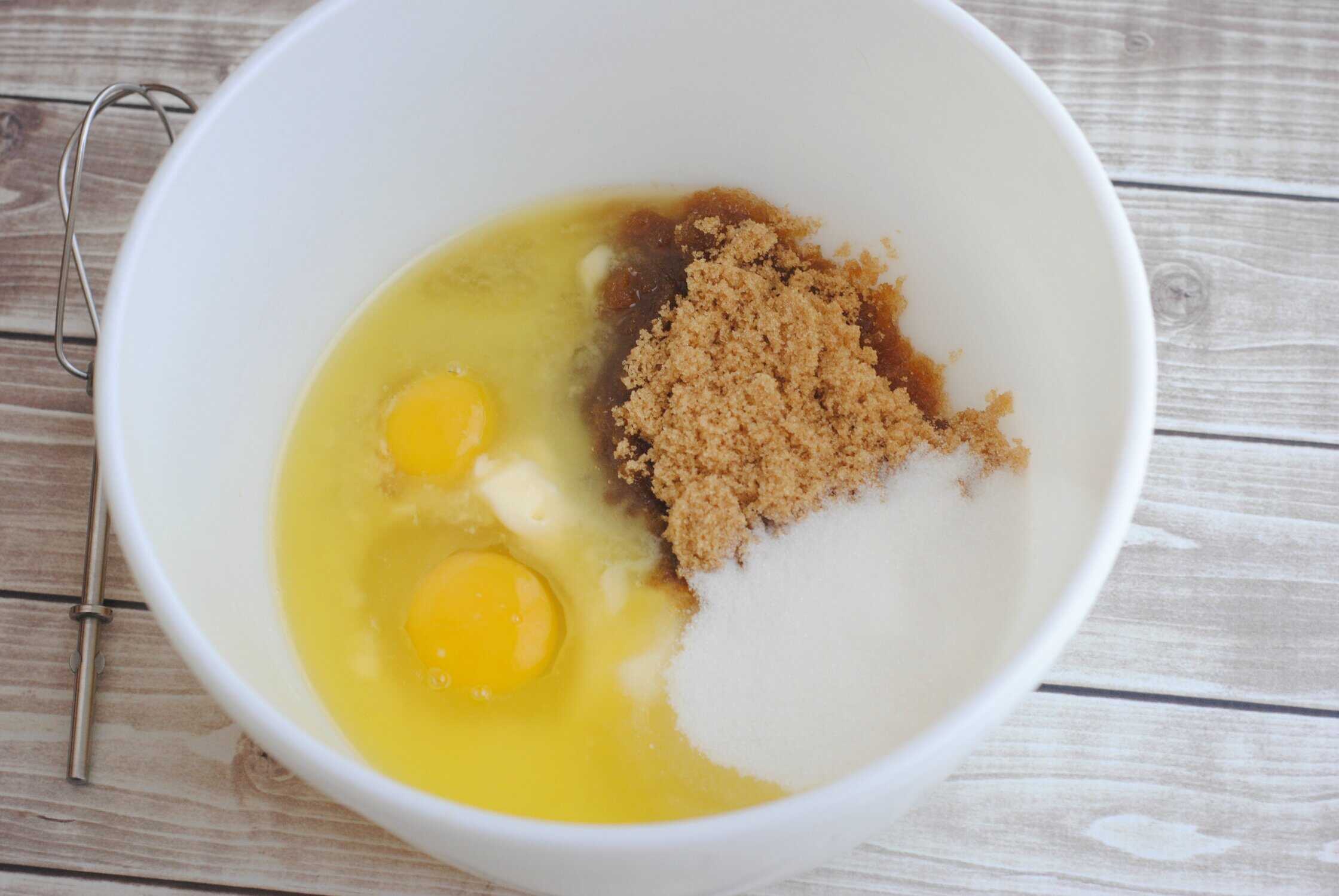 ingredients for mint chocolate chips in a white bowl