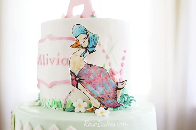 jemima puddle-duck cake character on Beatrix Potter Cake