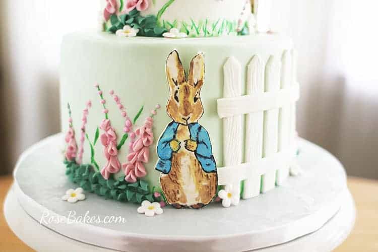 hand-painted peter rabbit cake character on Beatrix Potter Cake