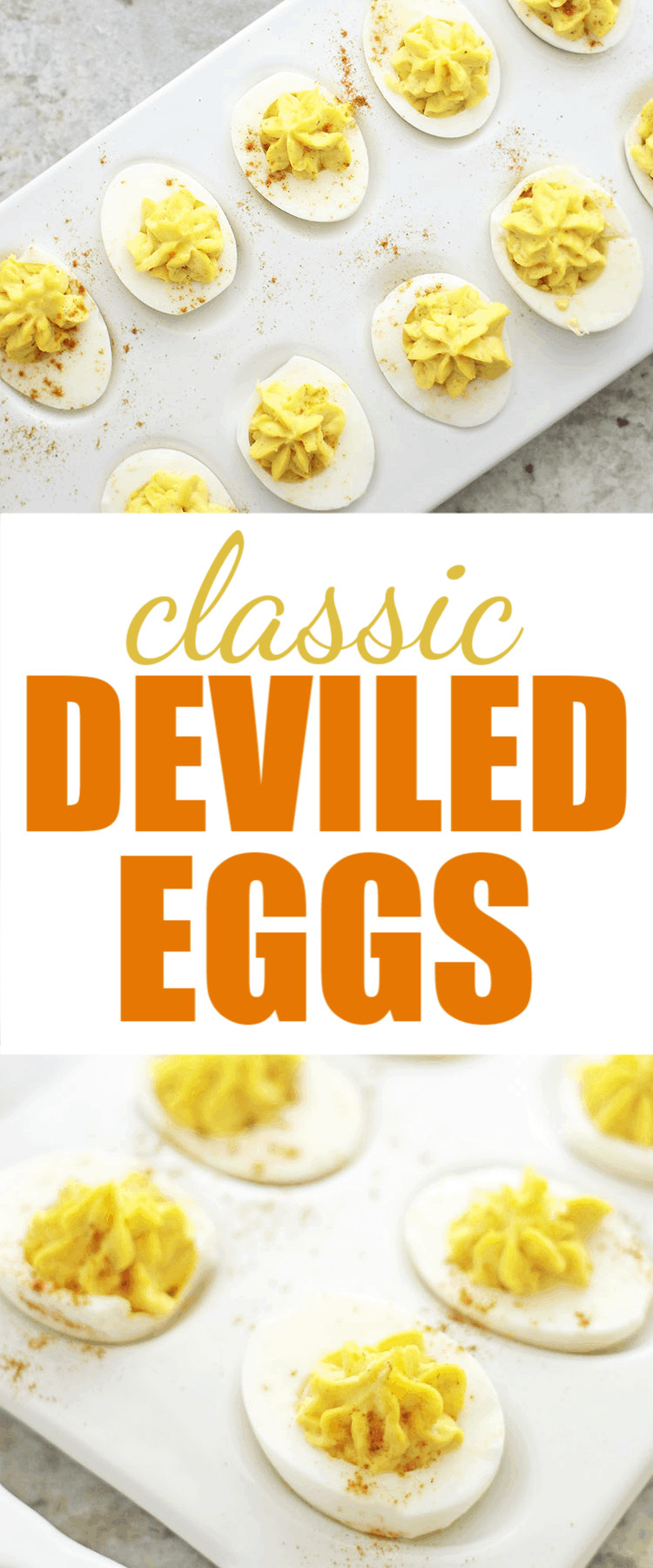 the best classic deviled eggs on white platter for Easter