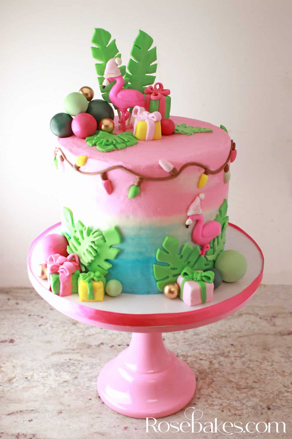 Christmas in July Flamingo Cake