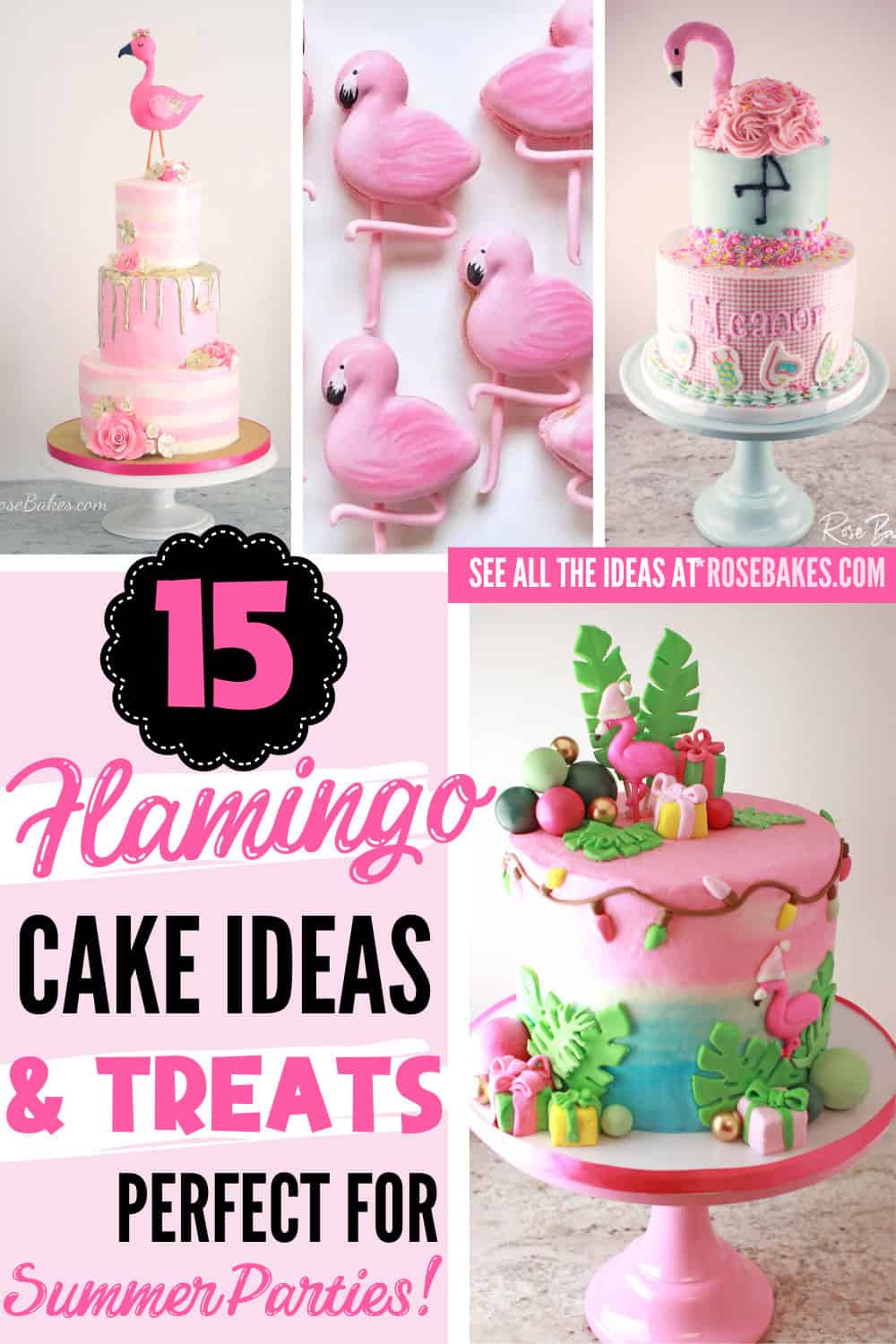 flamingo cake ideas collage