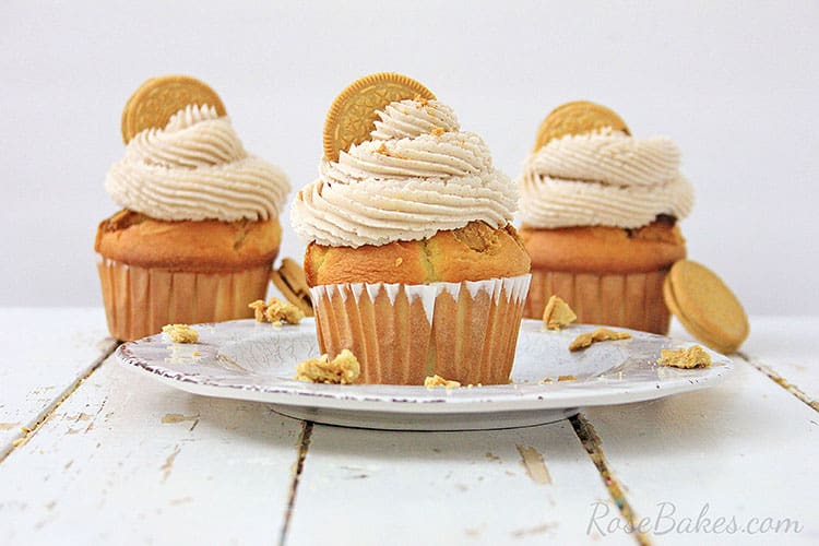 OREO Maple Creme Cupcakes on white plate and white table