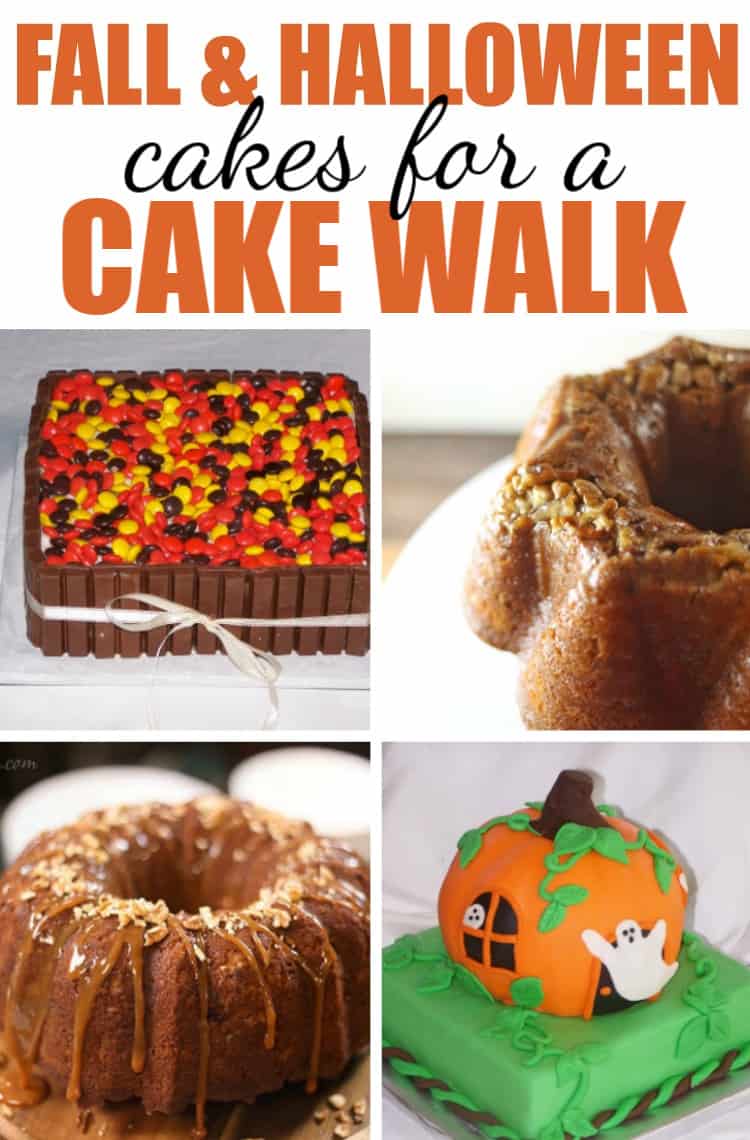 Fall and Halloween Cakes for a cake walk collage
