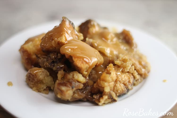 Bread Pudding with the BEST Jack Daniels Caramel Sauce