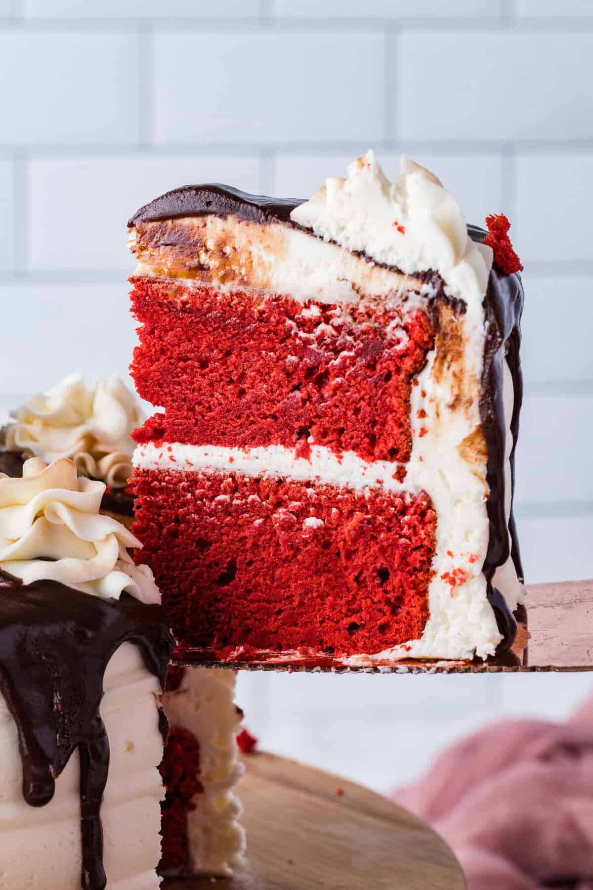 slice of red velvet cake