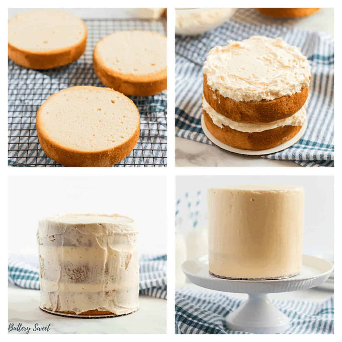 assembling vanilla cake