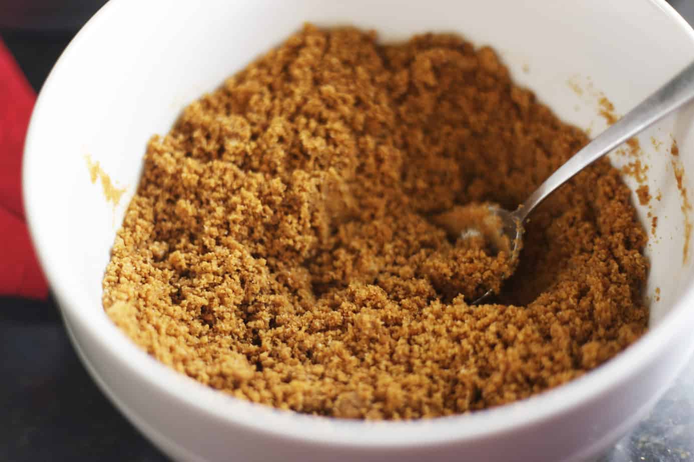 gingersnap crust mixed up in bowl