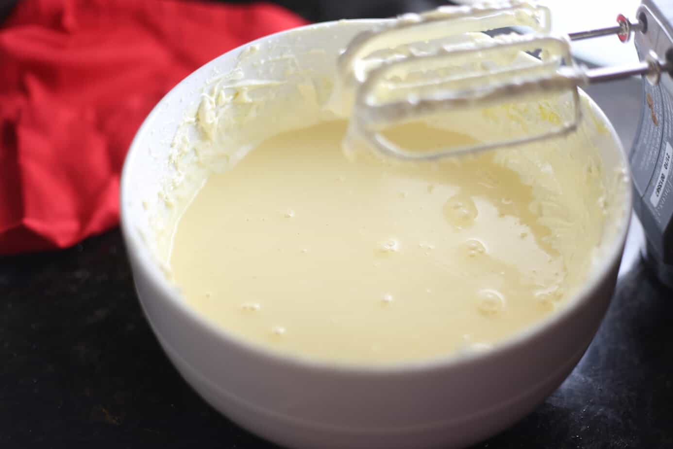 adding eggnog to cheesecake filling