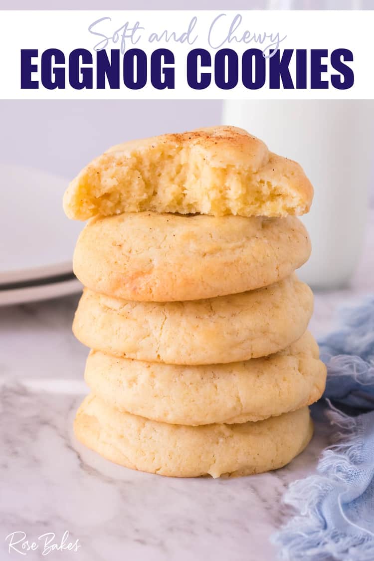 Stack of eggnog cookies showing the inside texture.