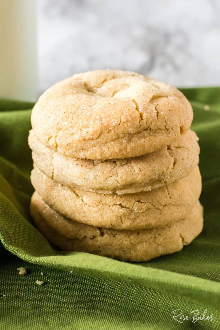 Stack of Snickerdoodle Cookies on green cloth