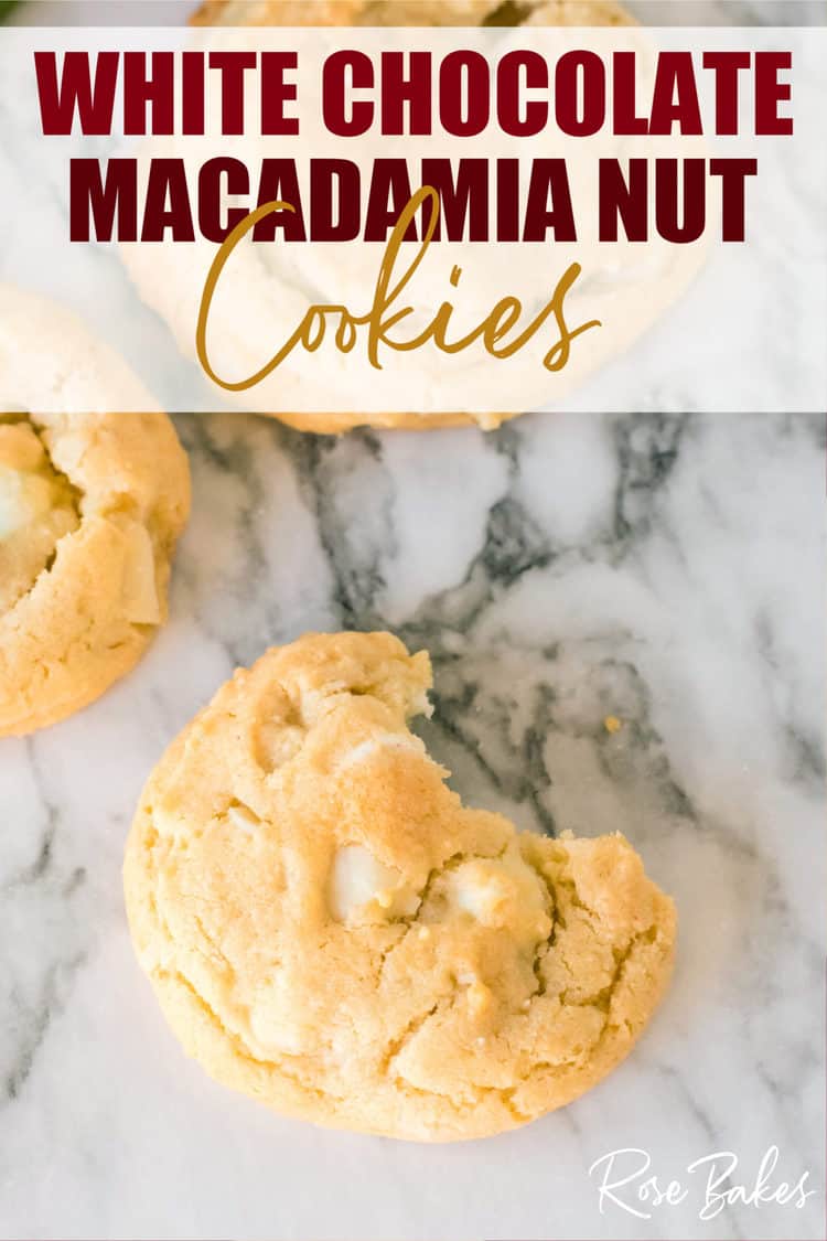 White Chocolate Macadamia Nut Cookies on marble table