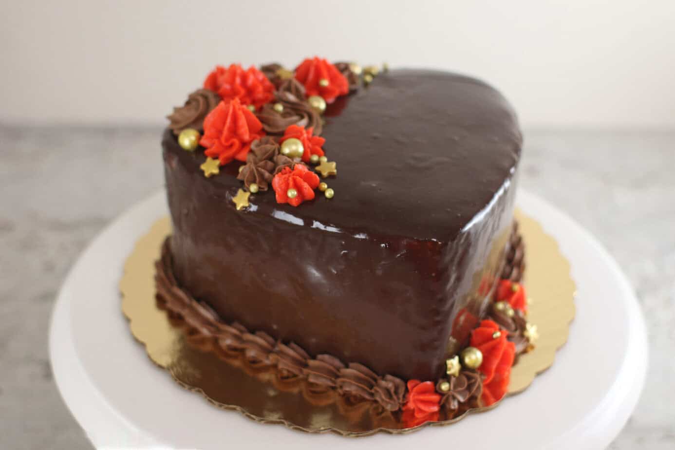 finished heart-shaped cake