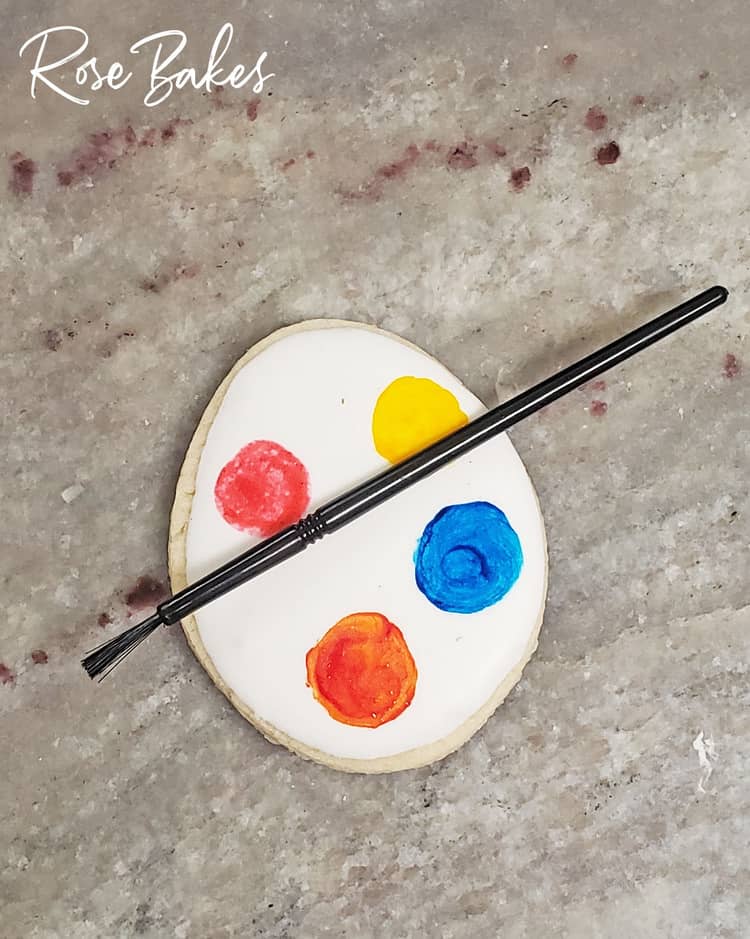 a homemade palette on a cookie for a PYO cookie set