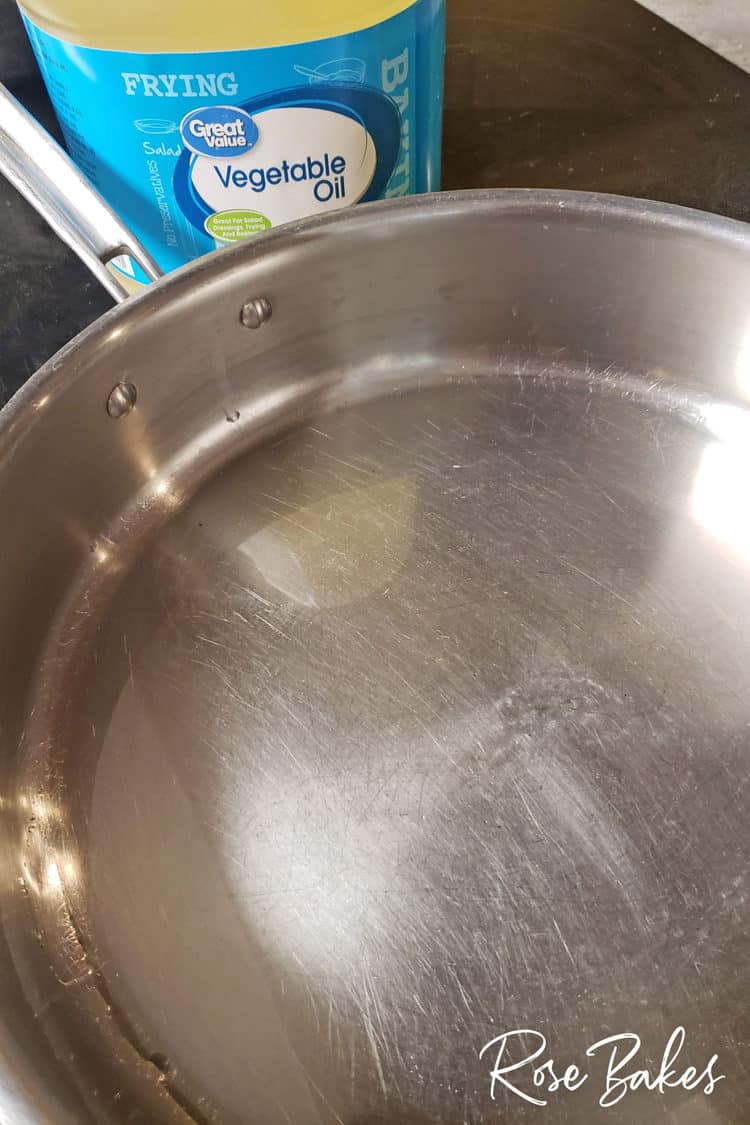 oil warming in large saute pan