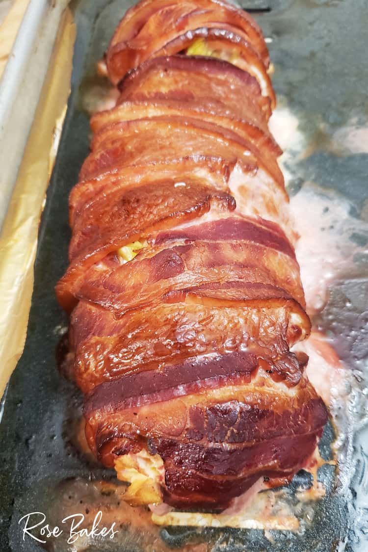 Bacon Wrapped Pork Loin Loin with Cream Cheese & Pepperoncini