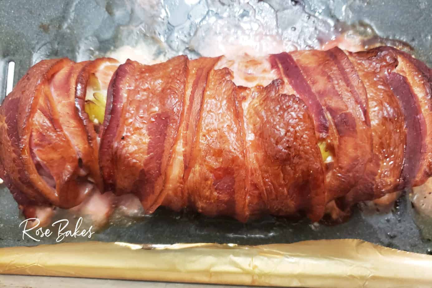 Bacon Wrapped Pork Loin Loin with Cream Cheese & Pepperoncini