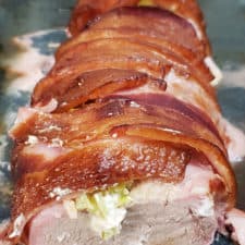 Bacon-Wrapped Pork Tenderloin with Cream Cheese &amp; Pepperoncini-image