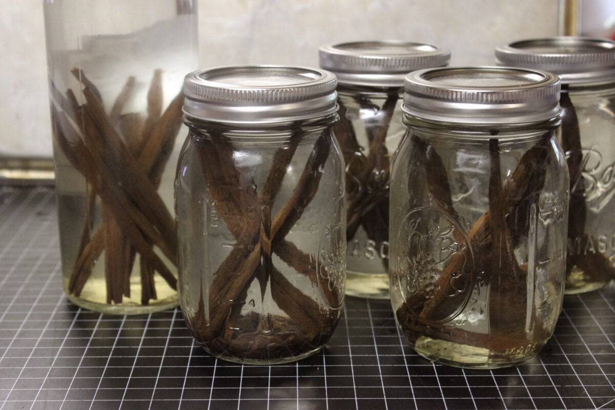 rum in jars with vanilla beans