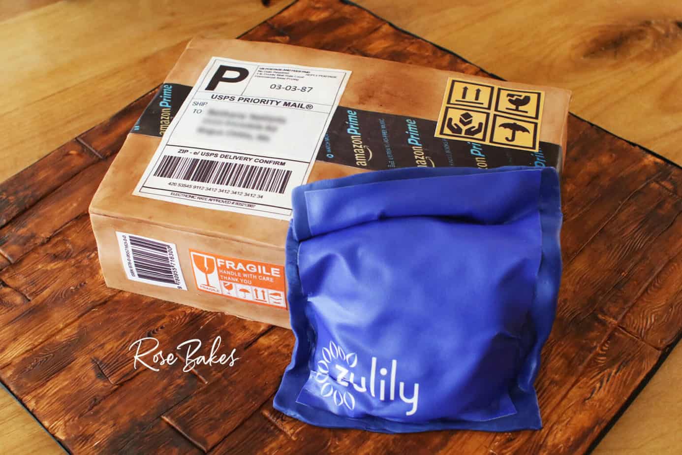 Front view of the package cake
