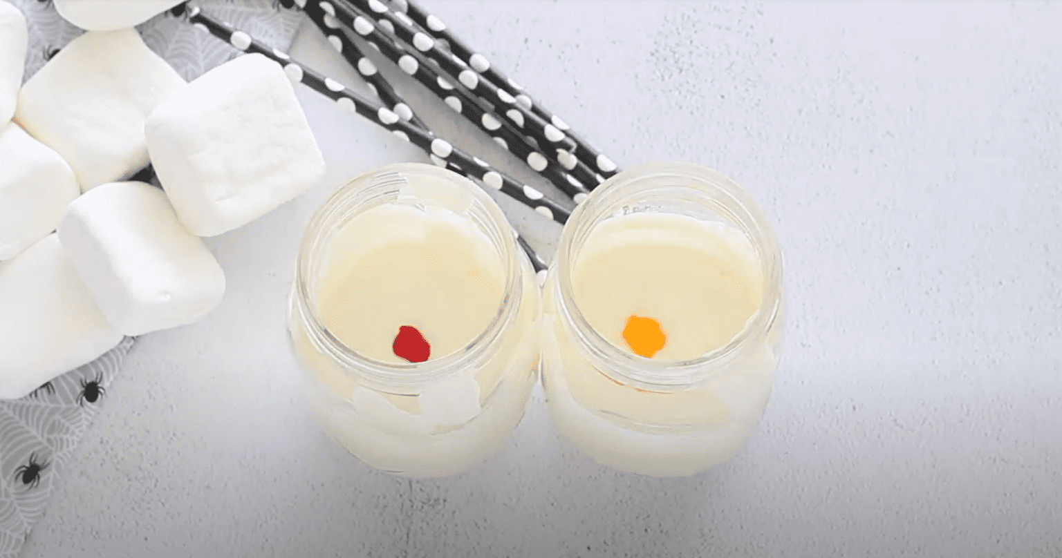 food coloring being added to white candy melt