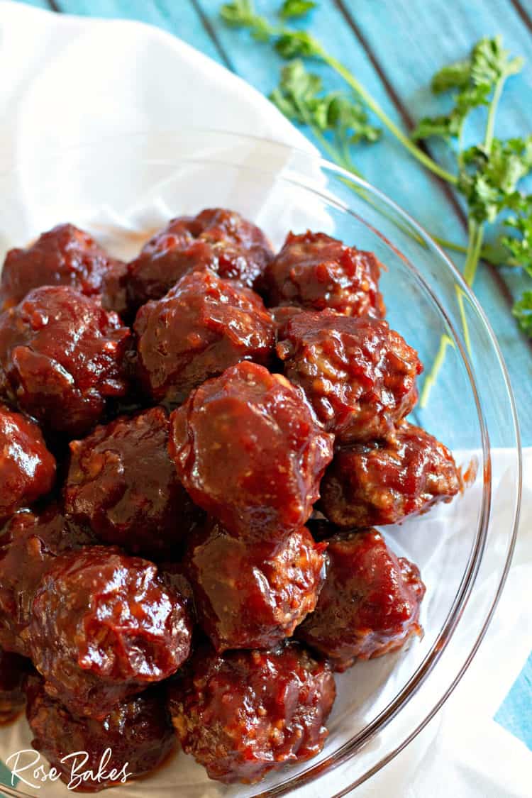 Close up of the Cranberry BBQ Meatballs
