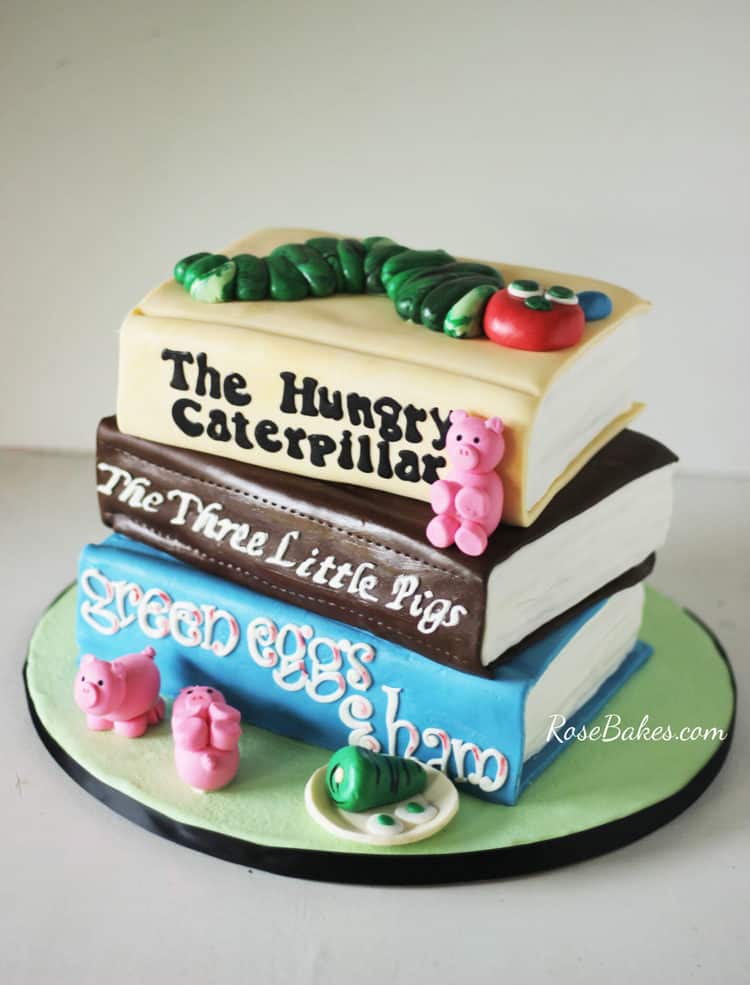 photo of book cake captured from above for reference