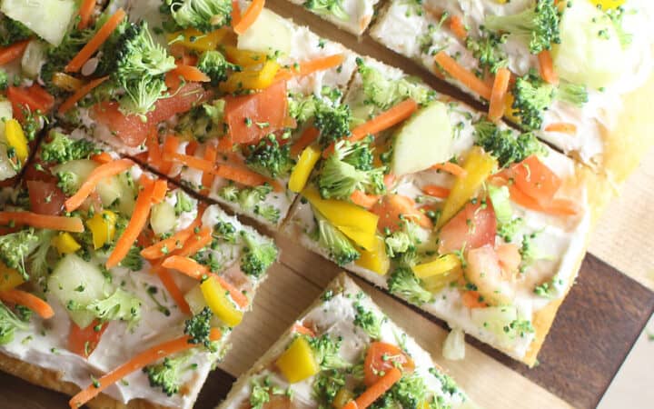 cold veggie pizza made with crescent rolls