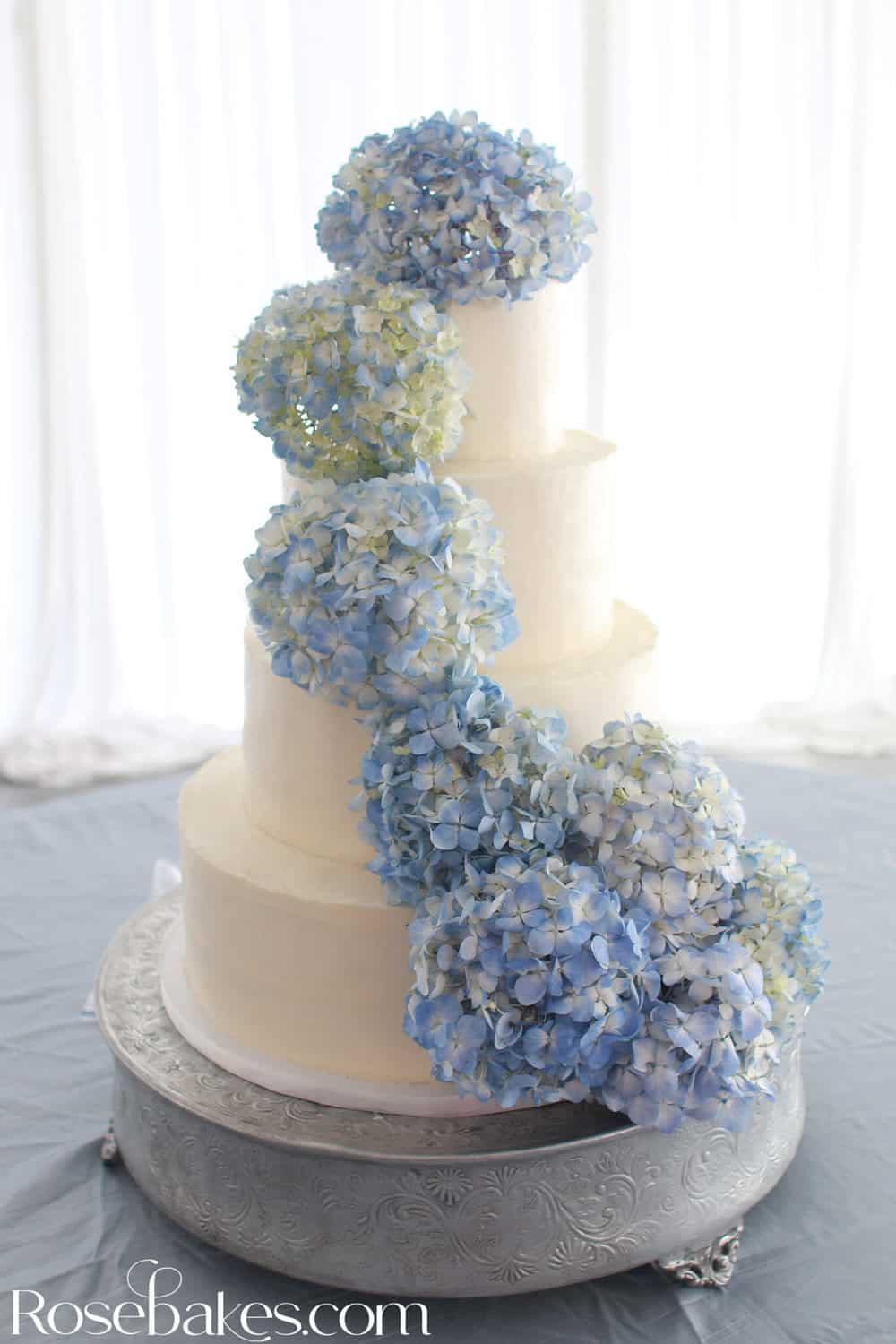 Three tier Hydrangea-Buttercream-Wedding-Cake
