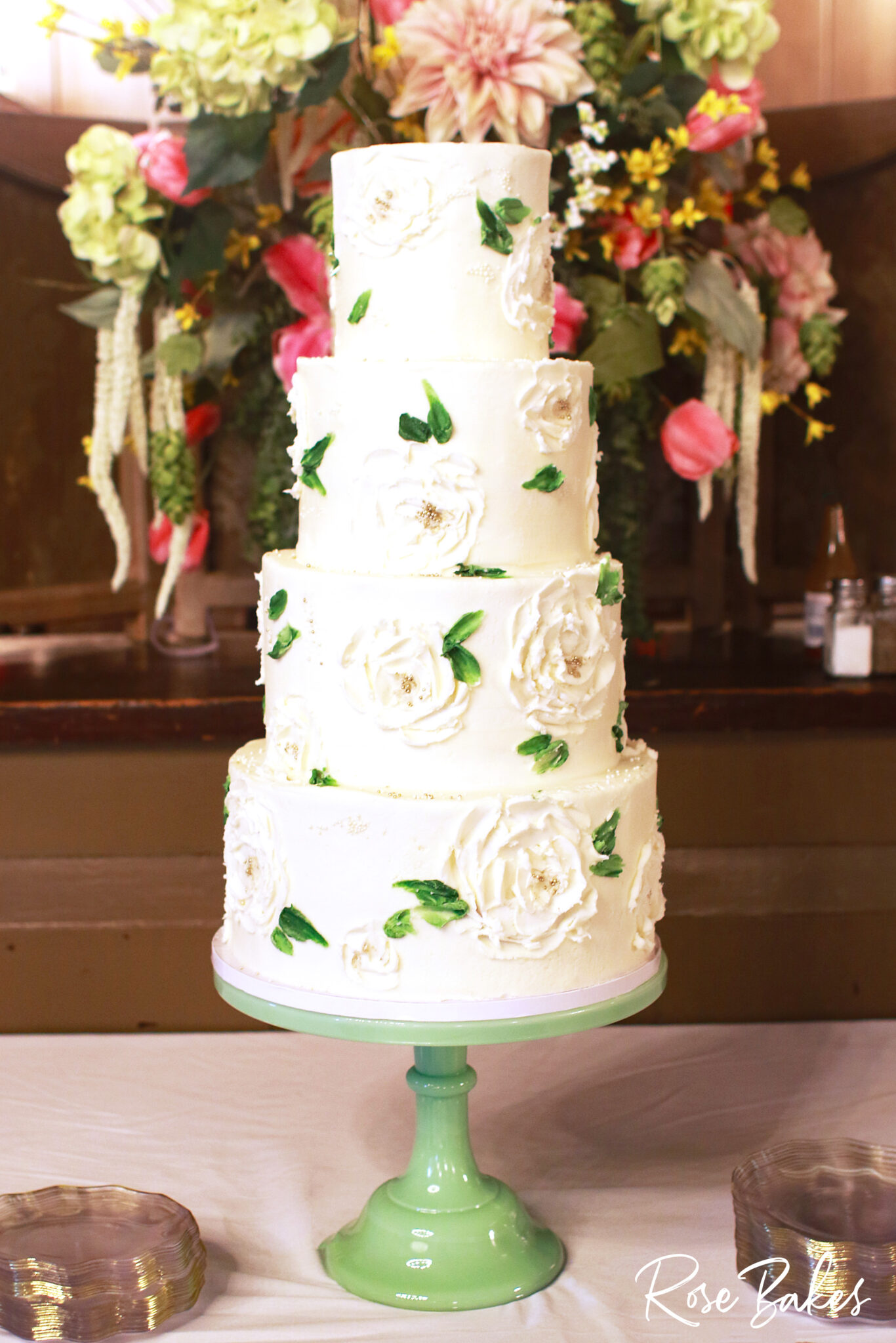 Magnolias-Buttercream-Wedding-Cake