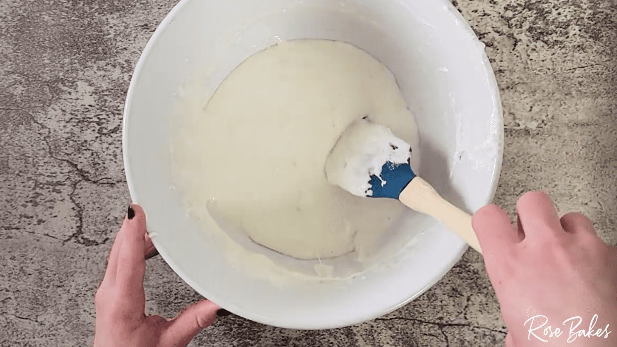 Melted Marshmellows with spactula to stir