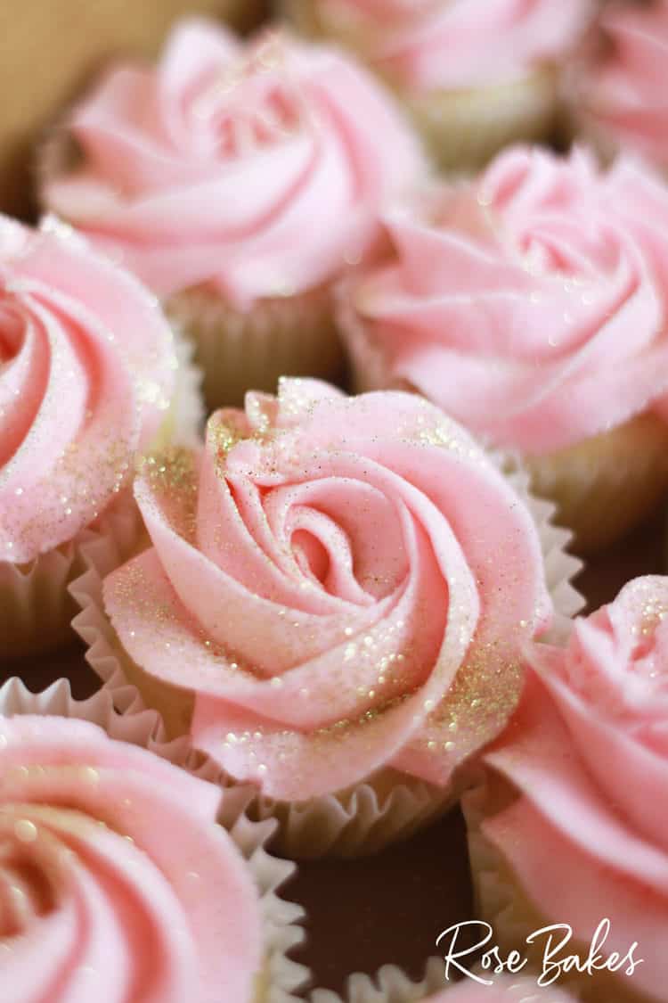 Pink Cupcake with edible gold glitter