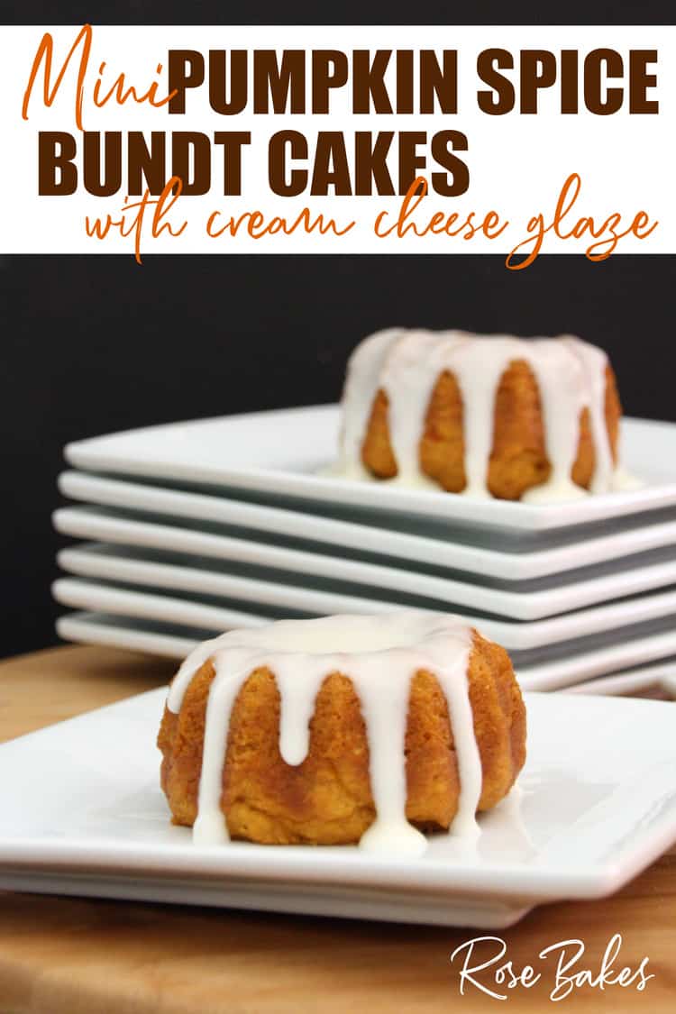 Mini pumpkin spice bundt cakes with cream cheese glaze