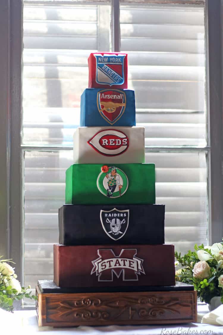 6 tier sports cake pictured below to give more notice to height of cake