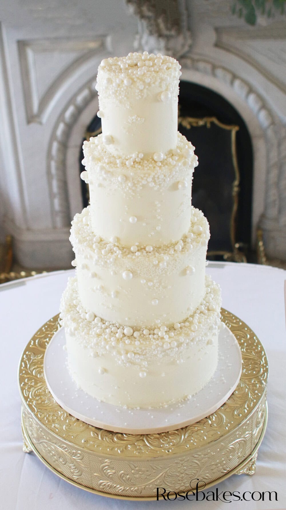Wedding Cake Dripping with Pearls