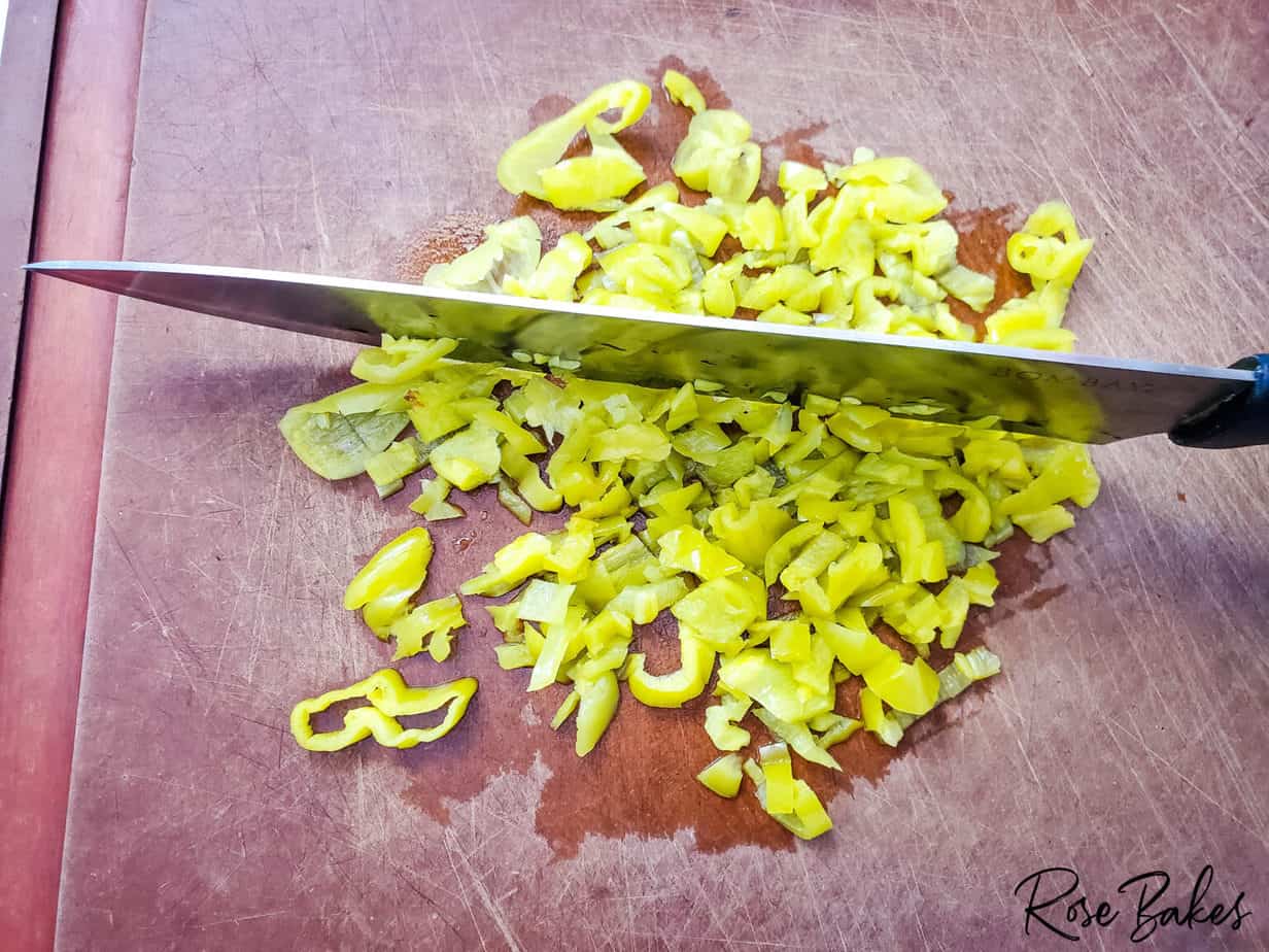 chopping peppers