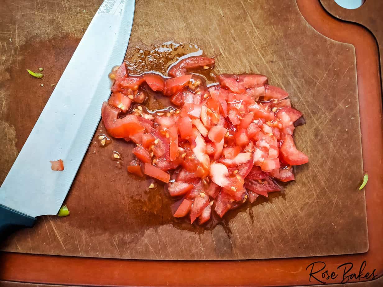 chopping tomatoes