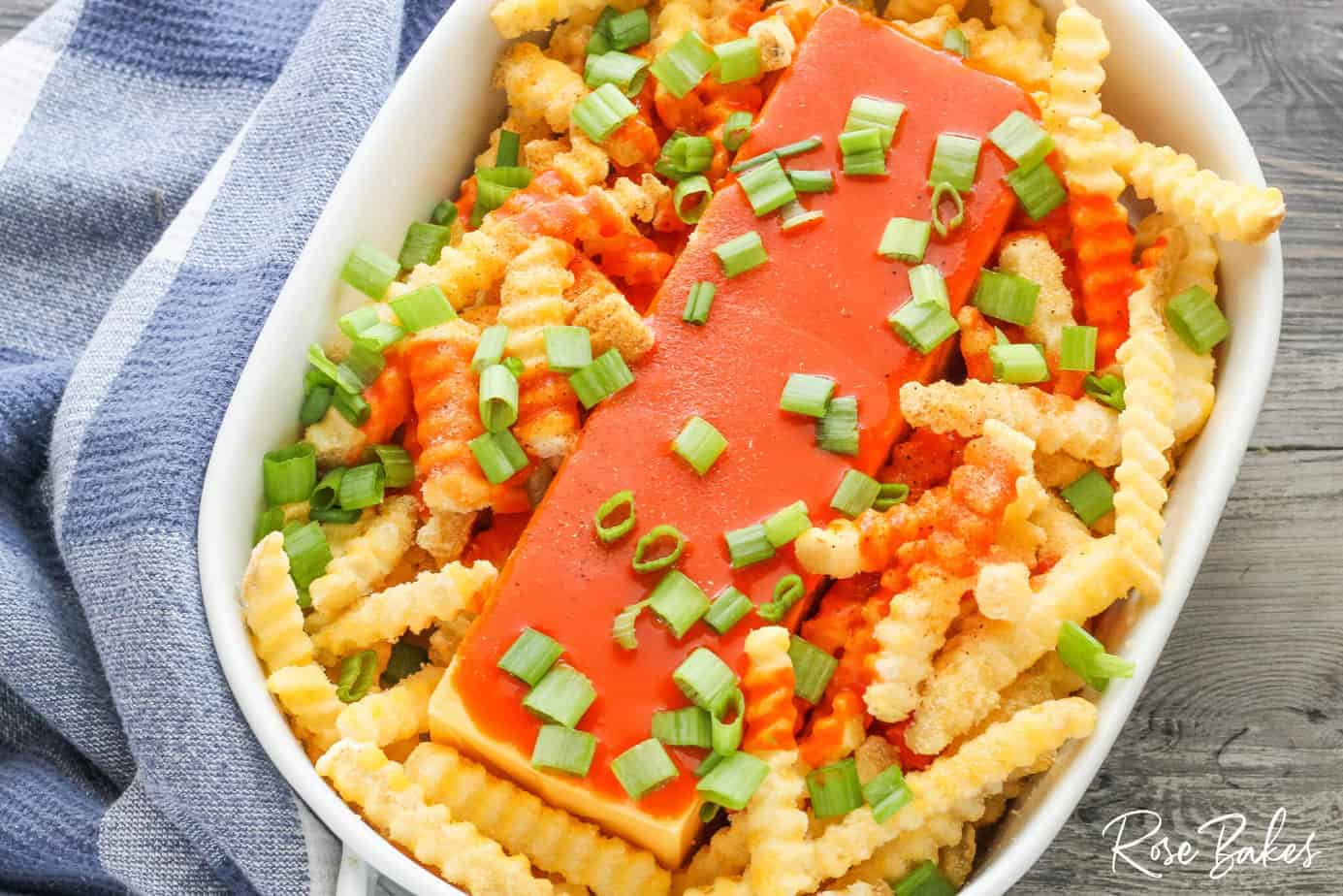 layer onions over top of cheese fried and sauce