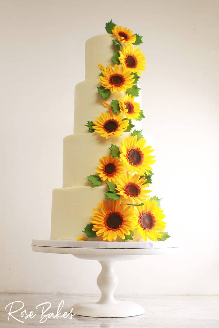 sugar sunflowers wedding cake