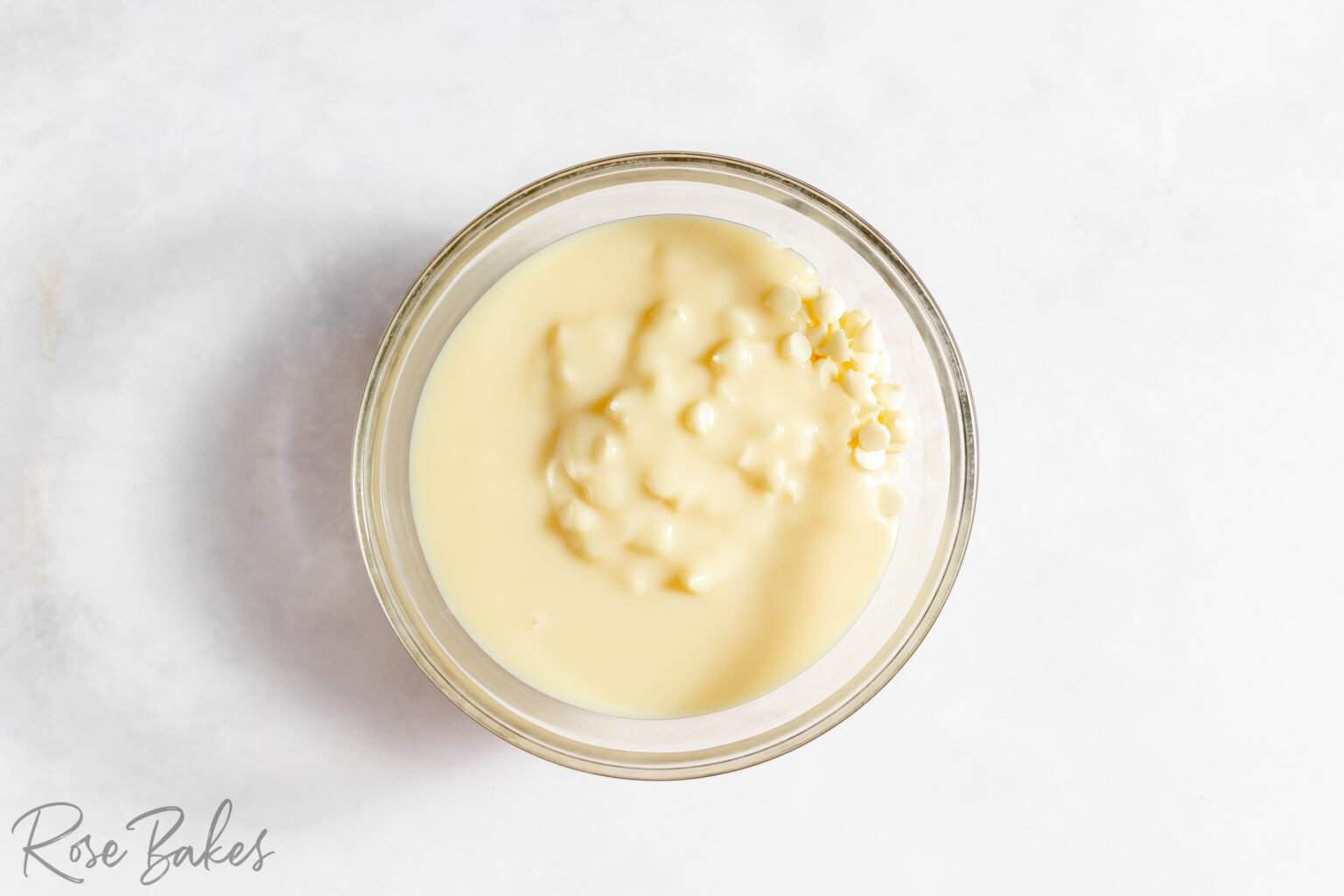sweetened condensed milk added to the mixing bowl