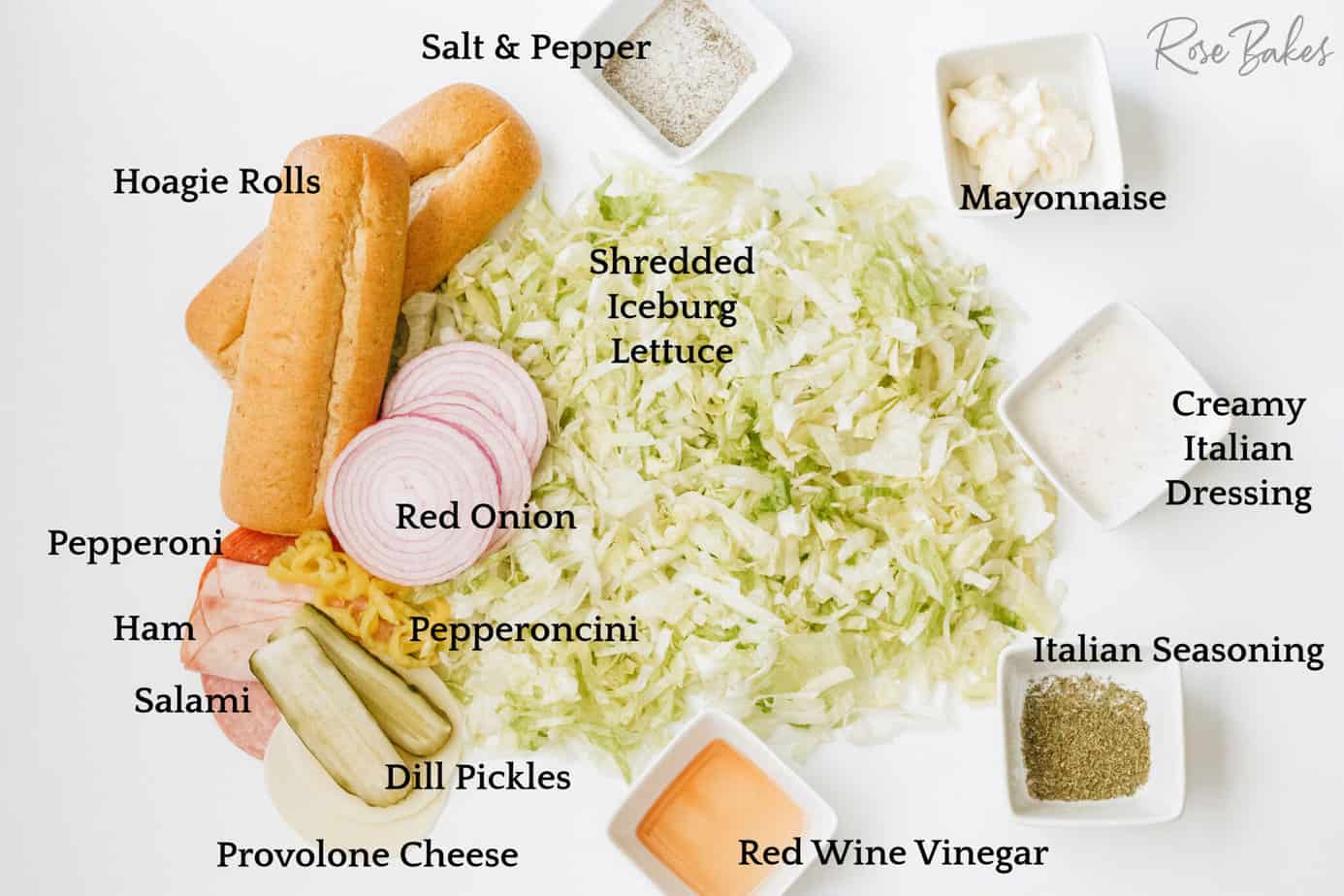 Ingredients needed to make an Italian Grinder Sandwich
