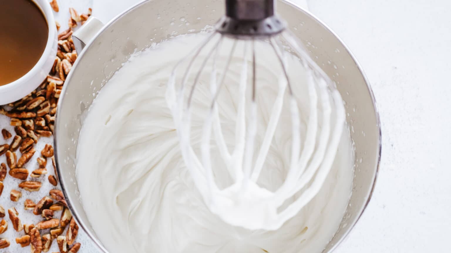 mixing whipping cream, condensed milk, vanilla and salt to a mixer