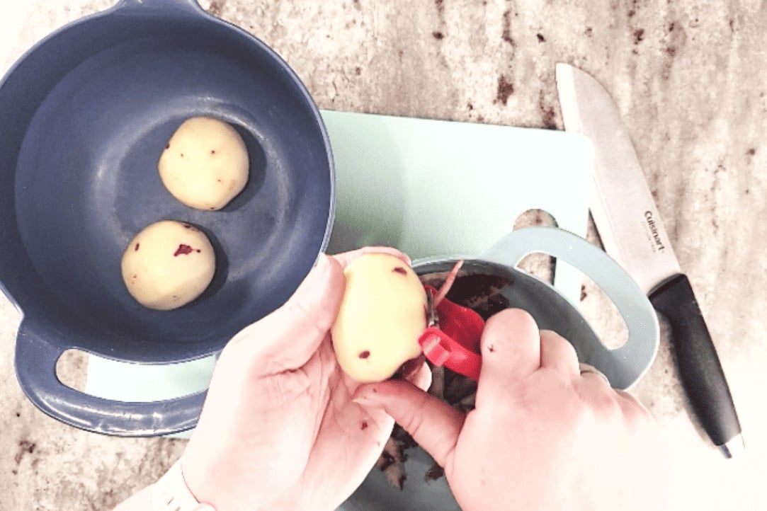 peeling potatoes
