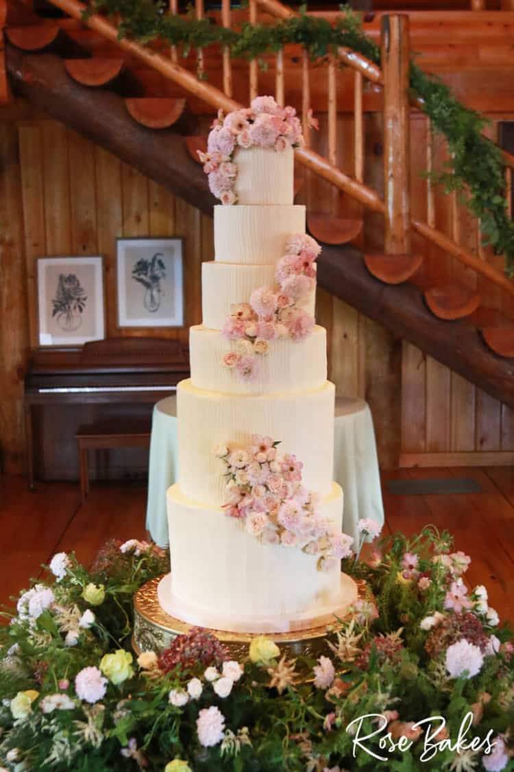 Vertical Lines Buttercream Luxury Wedding Cake